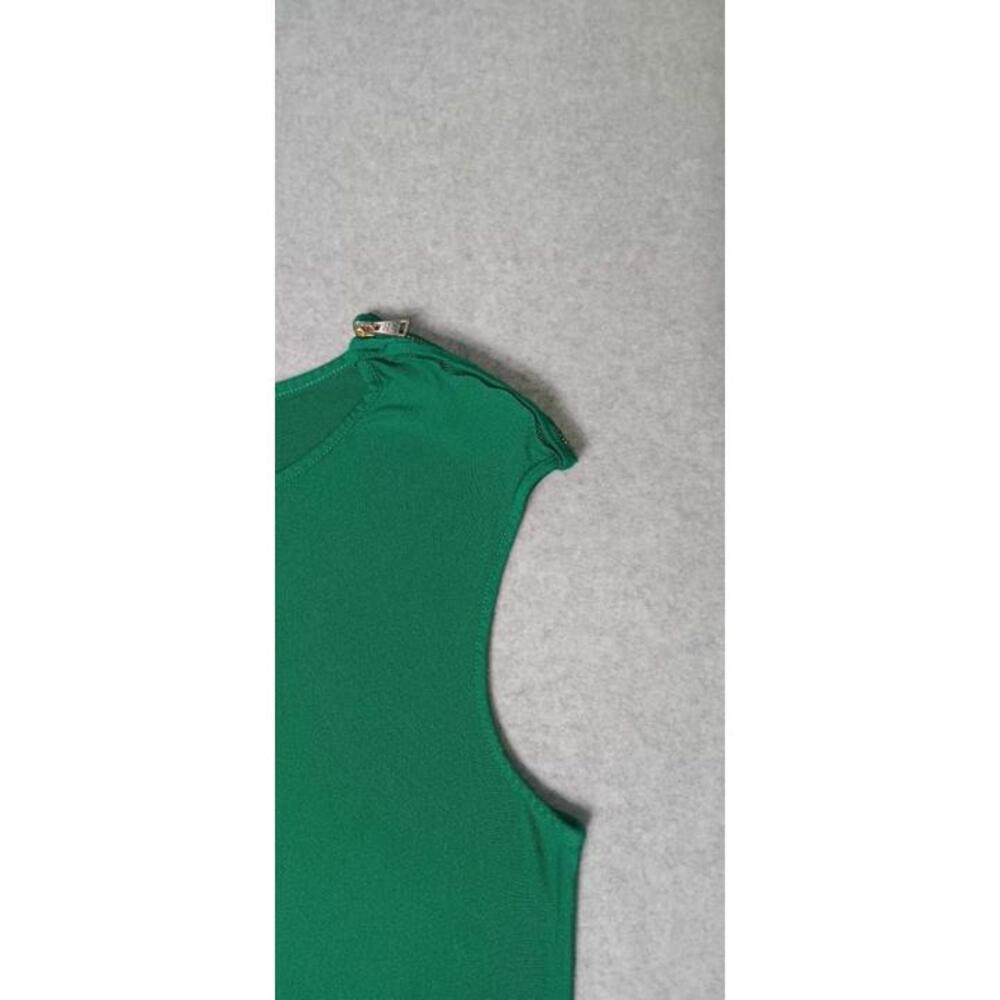 Bcbg Maxazria Midi dress Womens Small Green Flowy  Zippered Shoulder Tier Down - Picture 4 of 12